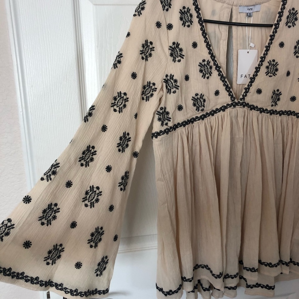 Vici Collection | Boho bell sleeved baby doll top